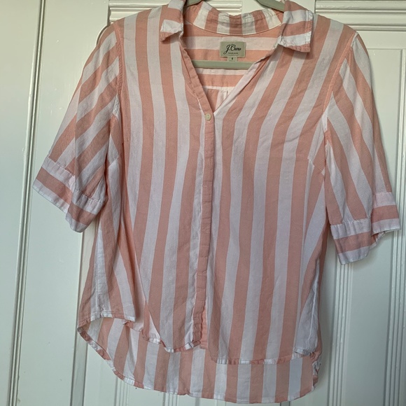 J Crew Short Sleeved Button Down Wide Stripe - Picture 1 of 3